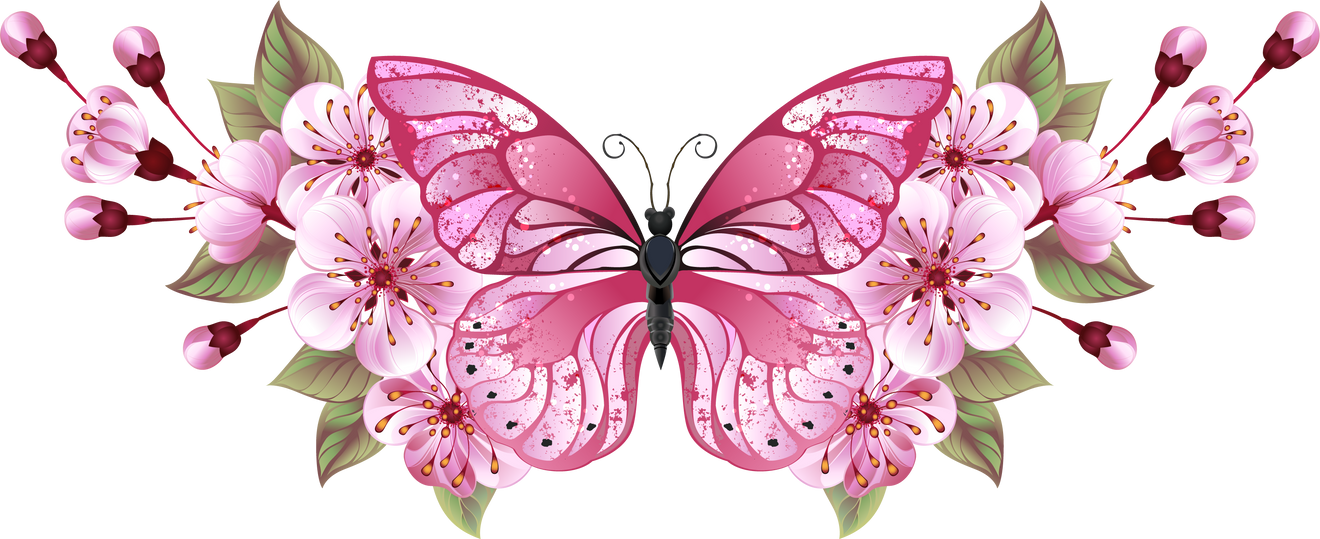 Pink butterfly with sakura